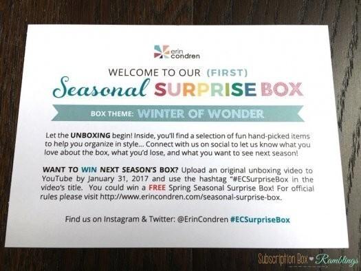 Erin Condren Seasonal Surprise Winter 2016 Subscription Box Review