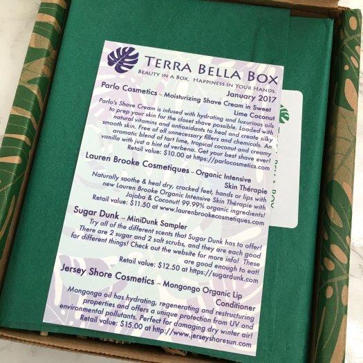 Terra Bella Box Review January 2017 Subscription Box