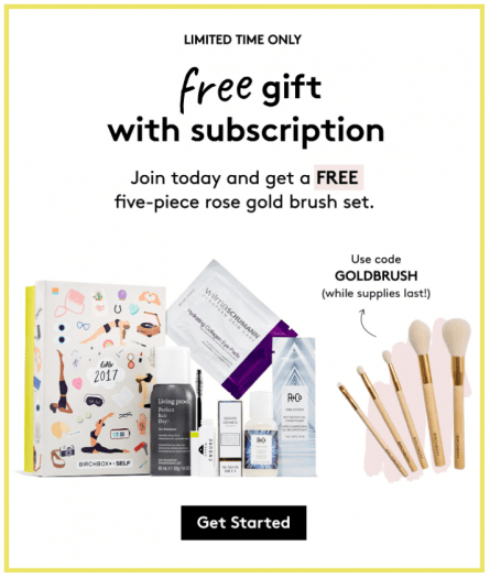 Birchbox Free Rose Gold Brush Set with New Subscriptions