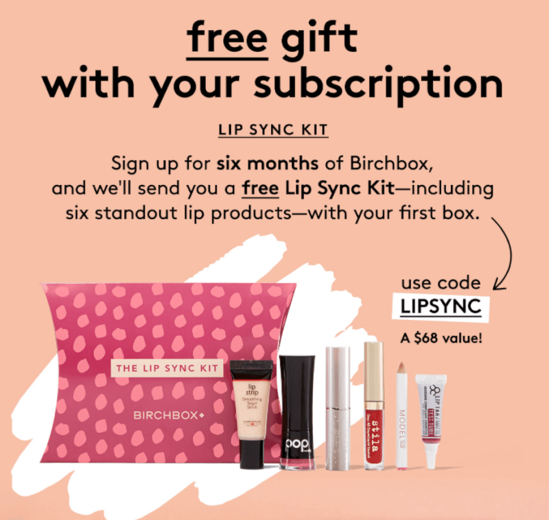 Birchbox Coupon Code – Free Lip Sync Kit with 6-Month Subscription