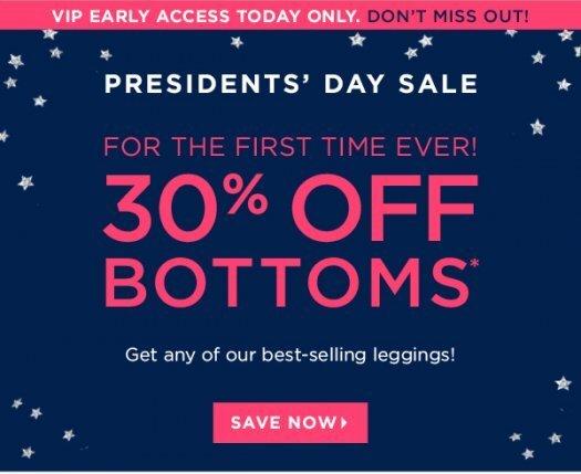 Fabletics President’s Day Sale – 30% Off Bottoms