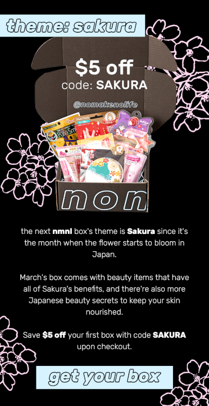 Read more about the article nmnl (Tokyo Treat Beauty Box) March 2017 Theme Spoiler + Coupon Code