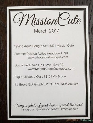 MissionCute Review - March 2017