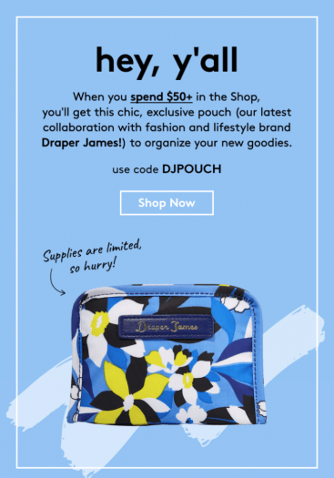 Read more about the article Birchbox Coupon Code – Free Draper James Pouch with $50+ Purchase