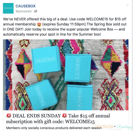 CAUSEBOX Coupon Code - Save $15