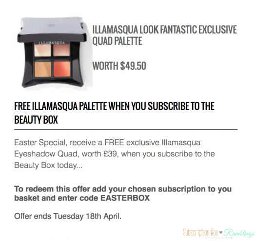 Look Fantastic FREE Illamasqua Quad Palette with New Subscription!