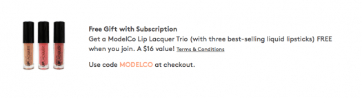 Birchbox Coupon - FREE ModelCo Lip Lacquer Trio with New Subscription