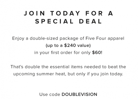 Five Four Club Coupon Code - Double Clothes in Your First Box