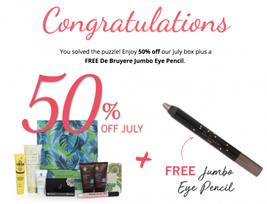 GLOSSYBOX Coupon Code - FREE Jumbo Eye Pencil + 50% Off First Month or 3-Months for $30