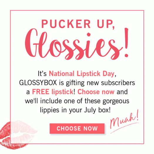 GLOSSYBOX Coupon Code – FREE Lipstick in First Box!