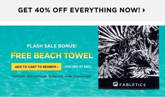 Fabletics Flash Sale - 40% Off + Free Beach Towel!