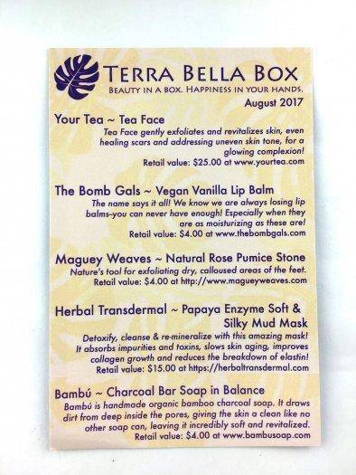 Terra Bella Subscription Box Review - August 2017