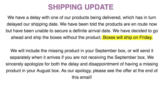 Mommy Mailbox August 2017 Shipping Update!