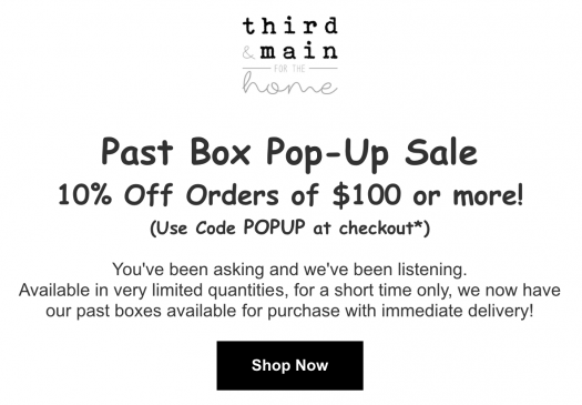 Third & Main Past Box Sale + Coupon Code!