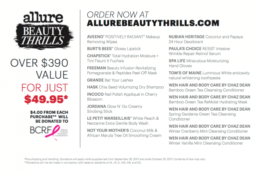 October 2017 Allure Beauty Thrills **On Sale Now**!