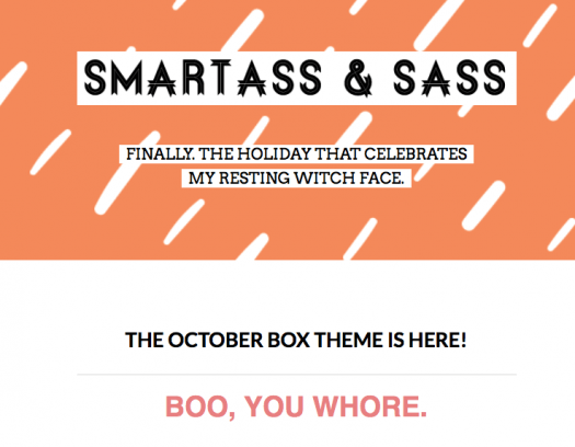 Smartass and Sass October 2017 Theme Spoiler Reveal