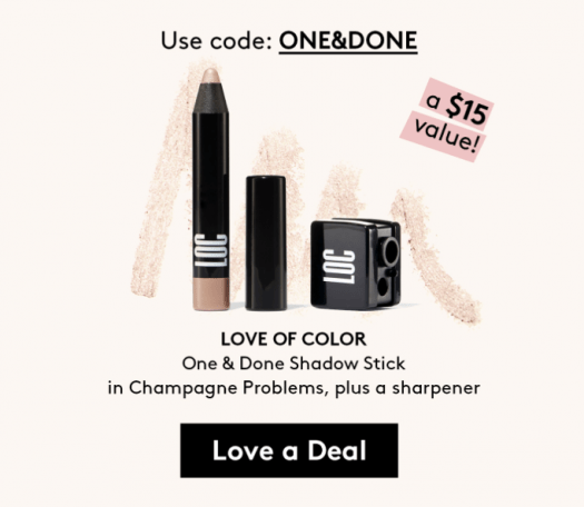 Enter code ONE&DONE in Promo Code Field at checkout to redeem free sample of Love of Color One & Done Shadow Stick in Champagne Problems. Your gift will be included with your first Birchbox shipment within 10 business days of your order date. Valid for new subscribers only; offer available while supplies last. Enter code SWIPE in Promo Field at checkout to redeem Milk Makeup Swipe Right kit on purchase of 3-month rebillable subscription. Your gift will be included with your first Birchbox shipment within 10 business days of your order date. Valid for new subscribers only; offer available while supplies last.
