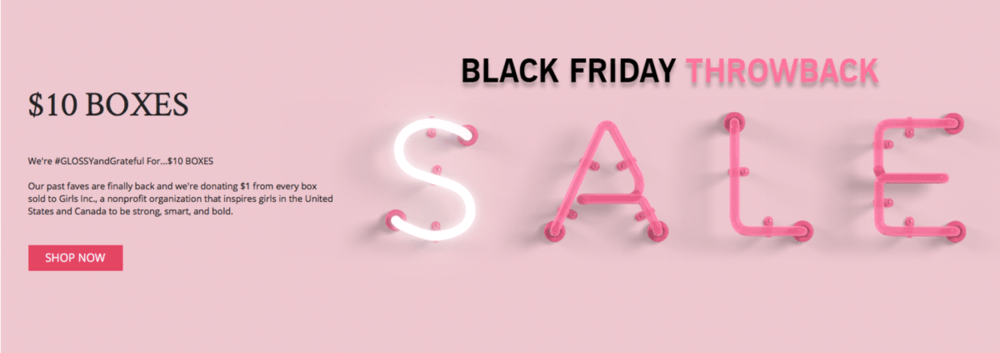 GLOSSYBOX Black Friday Sale – $10 Past Boxes +  50% off First Month!