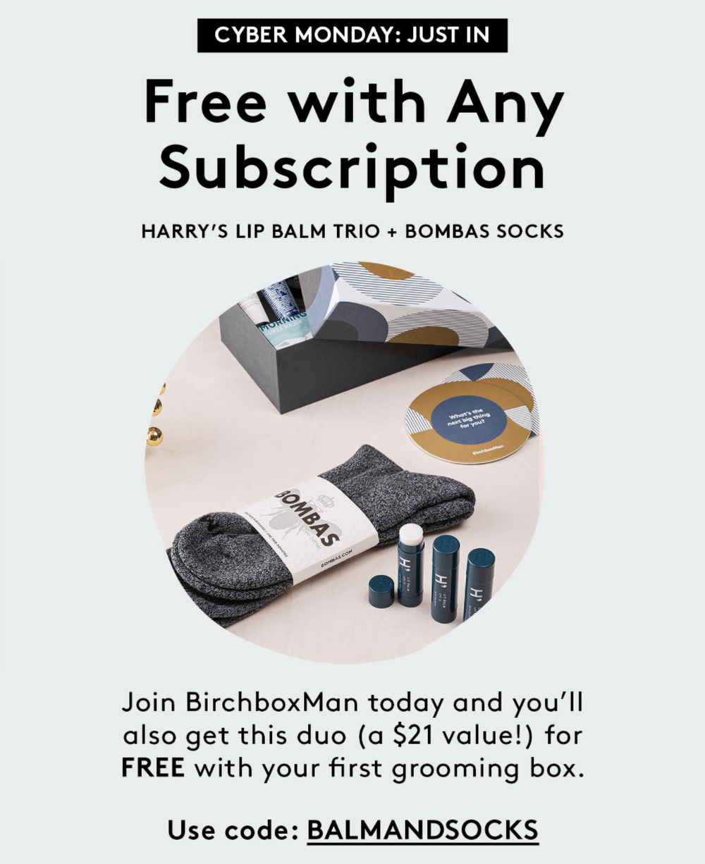 Read more about the article Birchbox Man Coupon Code – Free Gift Harry’s Lip Balm Trio and Bombas Socks with New Subscription
