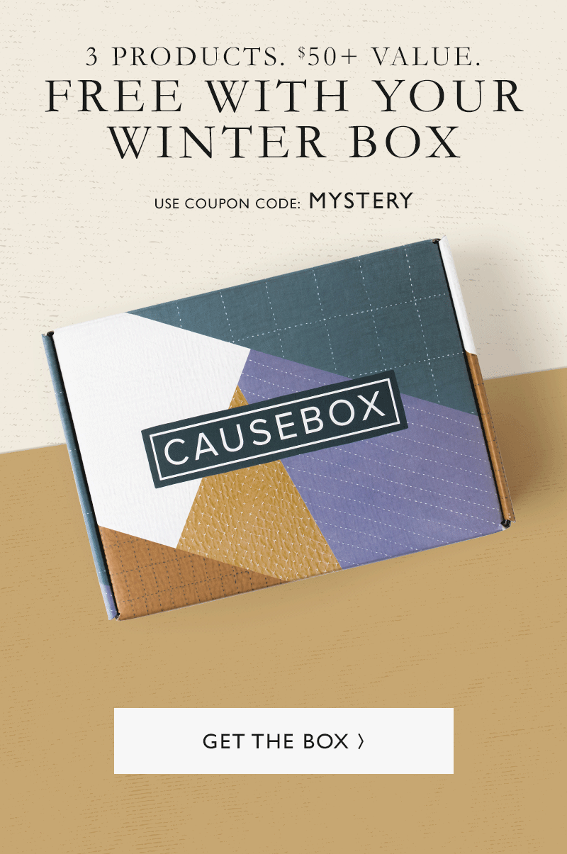 CAUSEBOX Coupon Code Free Mystery Bundle with Winter Box Purchase