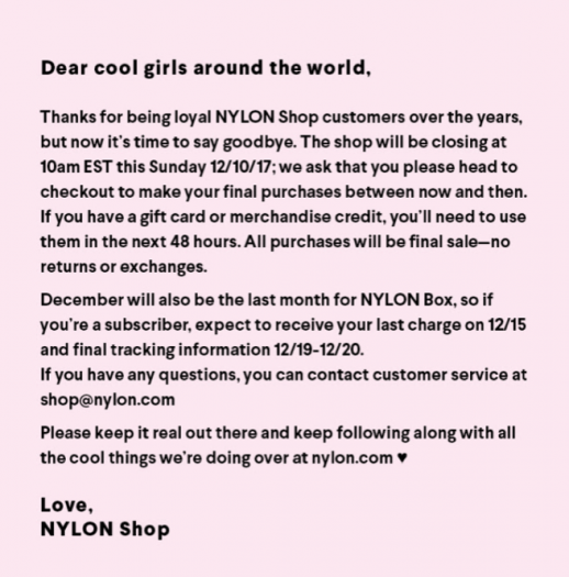 NYLON BOX - Ending Subscriptions