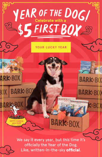 BarkBox Coupon Code – $5 First Box on 6 or 12-month Plans!