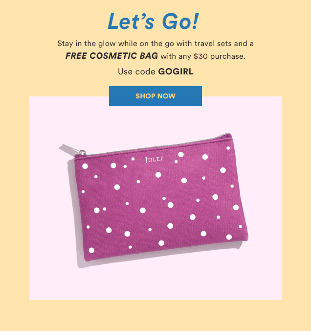 Julep Free Cosmetic Bag with $30 Purchase