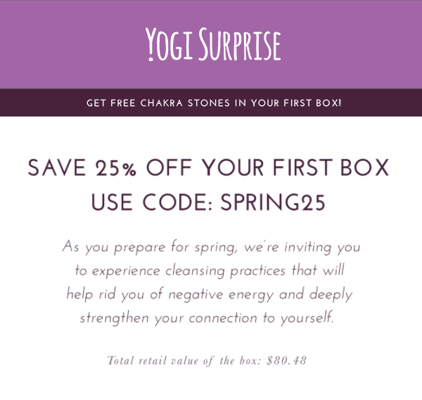 Yogi Surprise 25% Off Coupon Code + April 2018 Sneak Peek!