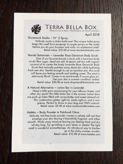 Terra Bella Subscription Box Review - May 2018