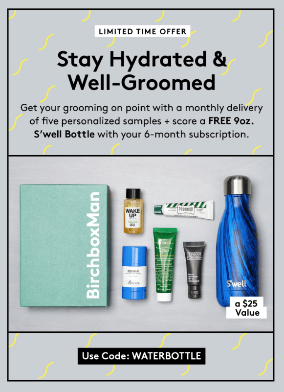 Read more about the article Birchbox Man Coupon: FREE S’well Water Bottle with New 6+Month Subscription