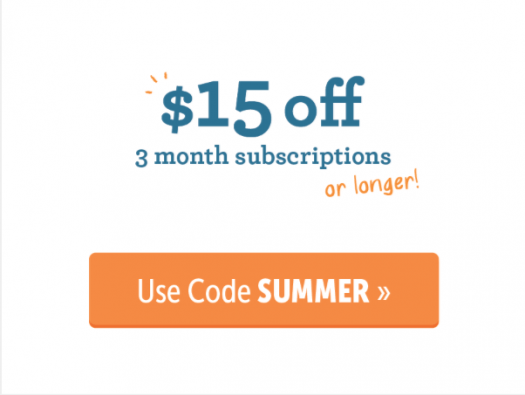 Now thru 6.8.18, KiwiCo. (home to Kiwi Crate, Doodle Crate, Koala Crate and Tinker Crate) is offering new customers $15 off new 3, 6 or 12-month subscriptions!  Use coupon code SUMMER at checkout.