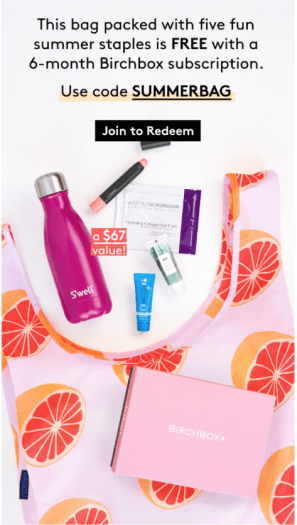 Birchbox Coupon – Free Summer Essentials Bag with 6-Month Subscription