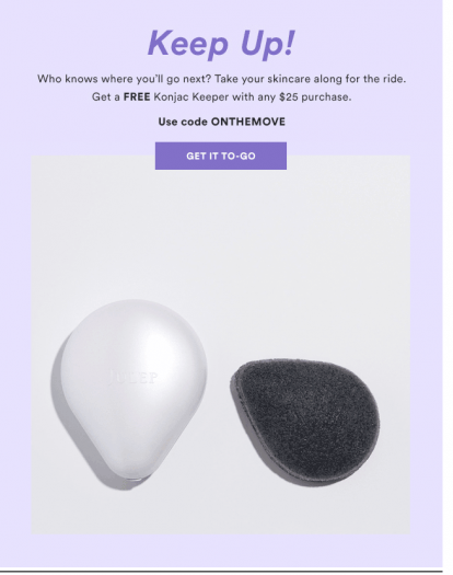 LAST DAY: Julep Coupon Code – Free Konjac Keeper with $25 Purchase