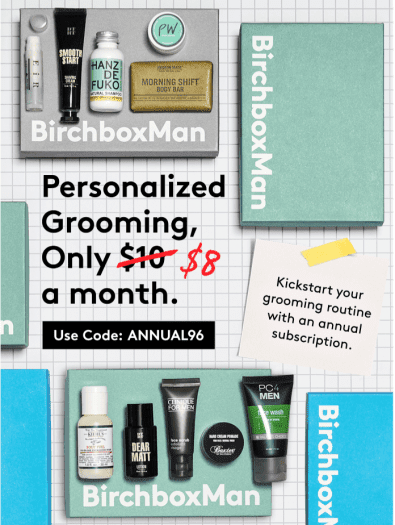 Birchbox Man Coupon: Annual Subscription for $8/Box