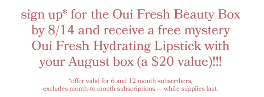 Oui Fresh Coupon Code - Free Lipstick with New Subscription