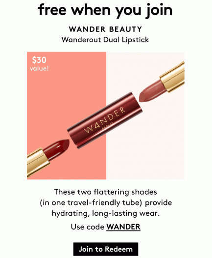 Birchbox Coupon – FREE Wander Beauty Wanderout Dual Lipstick with New Subscriptions