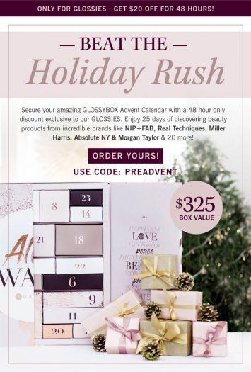 Read more about the article LAST CALL: GLOSSYBOX Limited Edition Advent Calendar – Now Available for Pre-Order + $20 Coupon Code