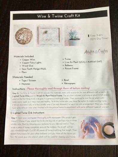 Adults & Crafts Review - Wire & Twine Craft Kit - July 2018