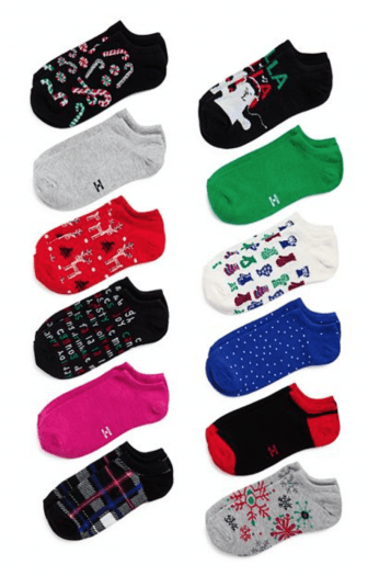 The HUE Women's 12 Days of Sock Surprises Advent Calendar Gift Set is on sale now. The calendar is $30 and includes 12 pairs of socks with elasticized cuffs, reinforced heel and toe.