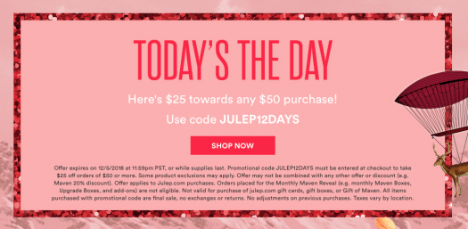 Julep 12 Days of Magic - Day 5 - $25 off $50 Purchase