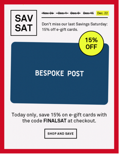 Read more about the article Bespoke Post – Save 15% Off E-Gift Cards!