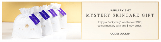 Tatcha – Free Lucky Bag with $100 Purchase!!