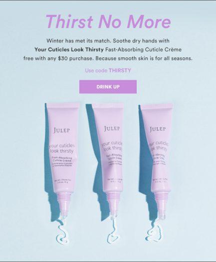 Julep Free Gift with Shop Purchases of $30+