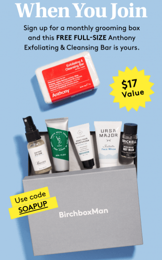 Read more about the article Birchbox Man Coupon: Free Anthony Exfoliating & Cleansing Bar with New Subscription