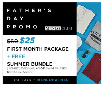Menlo Club (Five Four Club)- First Box for $25 + Free Father’s Day Bundle
