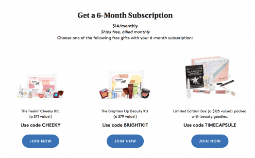 Birchbox Subscription Coupon Code - Free Gifts with Purchase
