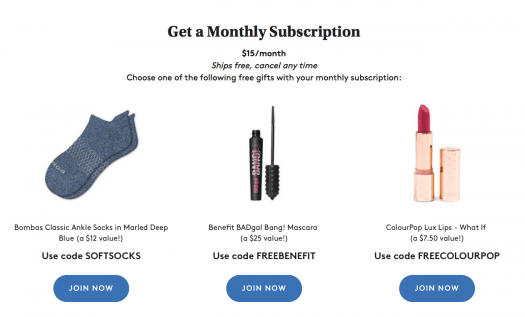 Birchbox Subscription Coupon Code - Free Gifts with Purchase