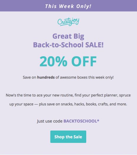 Read more about the article CrateJoy Back to School Sale – Save 20% Off Subscriptions