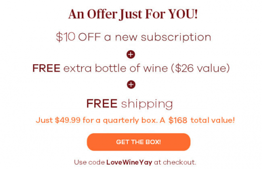 Vine Oh! Box Sale - $10 Off + Free Bottle of Wine