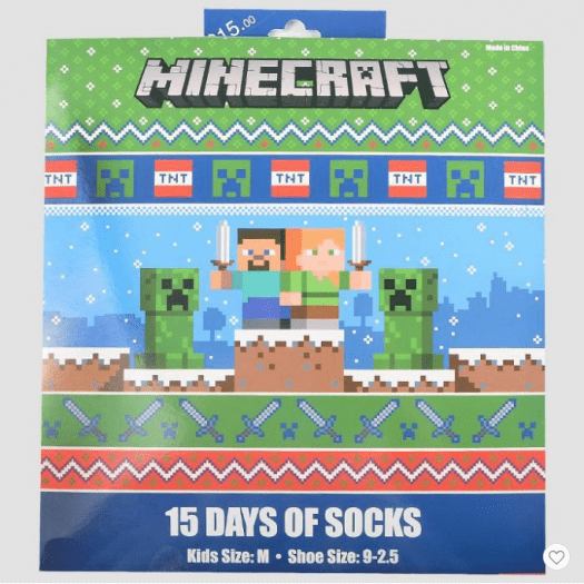 Read more about the article Boys’ Minecraft 15 Days of Socks Advent Calendar – On Sale Now